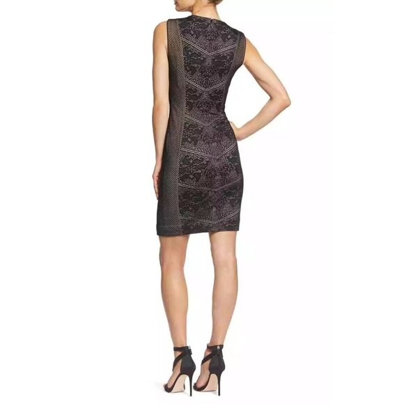 Dress The Population Black Nude Tori Lace Overlay Sleeveless Sheath Dress Sm - Picture 6 of 7